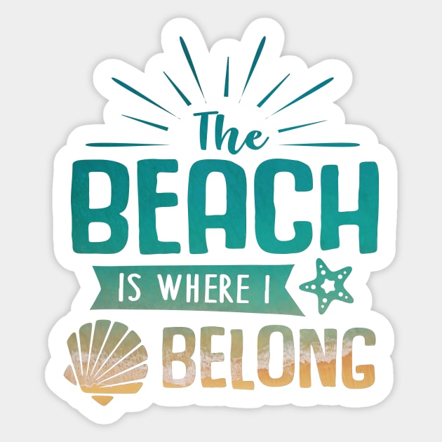 The Beach is Where I Belong Sticker by lcorri